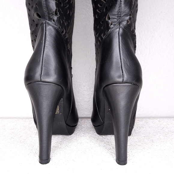Colin Stuart Cut-Out Leather Tall Heeled Boots - Picture 6 of 11